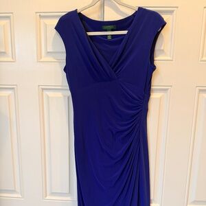 Lauren Ralph Lauren Royal Blue Ruched Sheath Dress Size 10